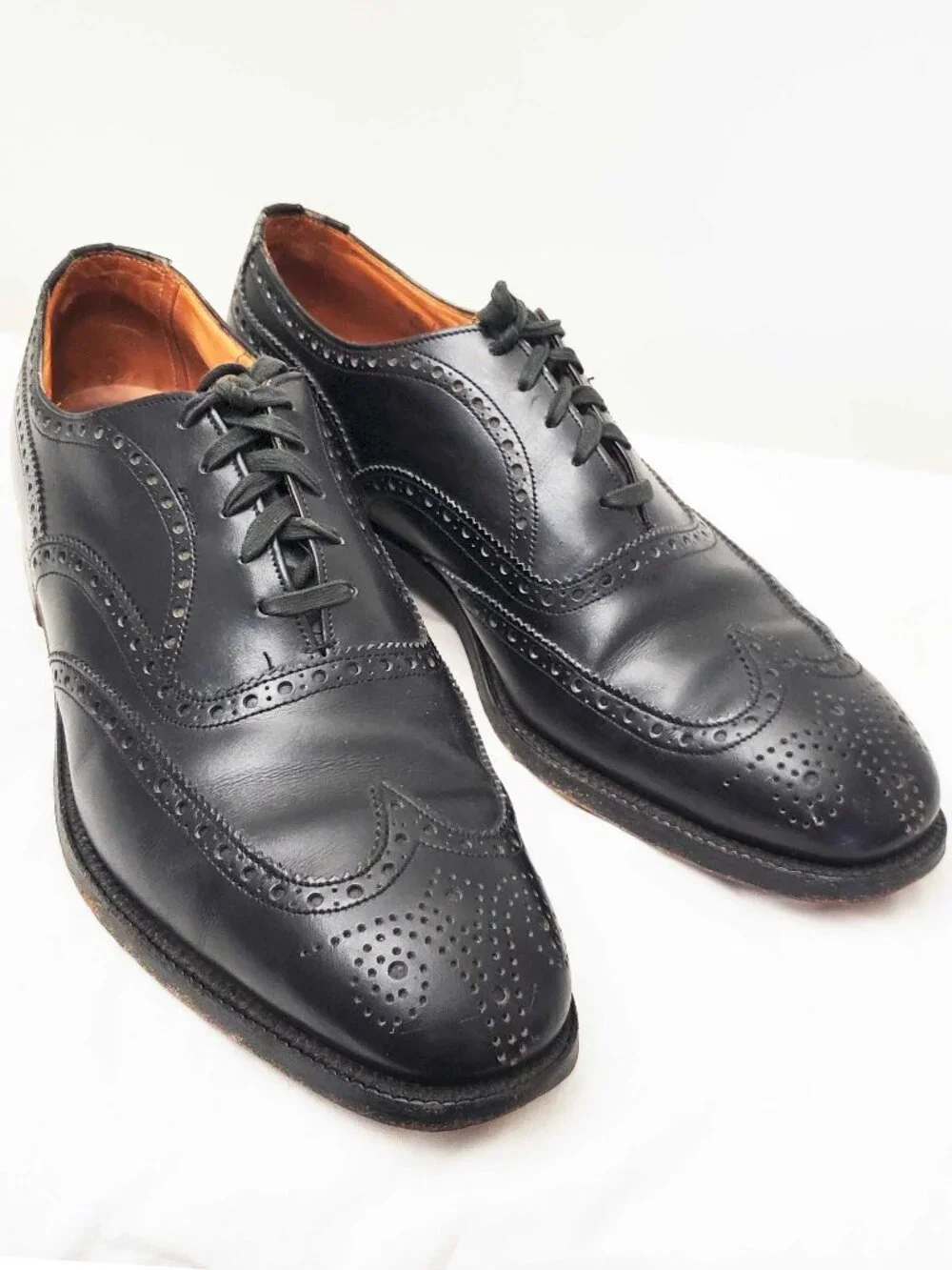 VTG Brooks Brothers Men's Black Wingtips Full Brogues Shoes. 41E. ENGLAND.